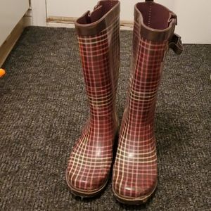 Plaid Rainboots Size 8